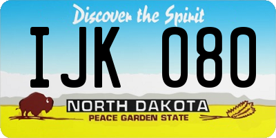 ND license plate IJK080