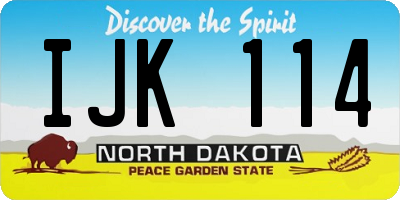 ND license plate IJK114