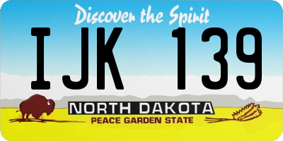 ND license plate IJK139