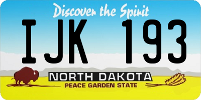 ND license plate IJK193
