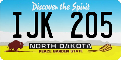 ND license plate IJK205