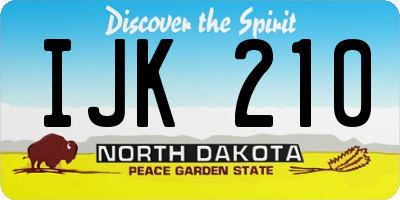 ND license plate IJK210