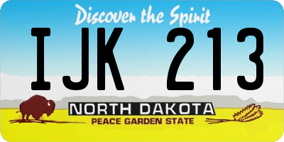 ND license plate IJK213