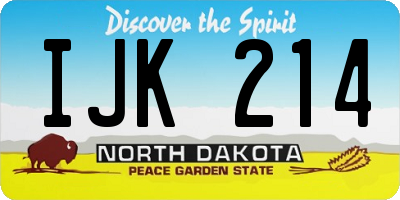 ND license plate IJK214