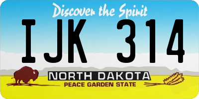 ND license plate IJK314