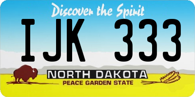ND license plate IJK333