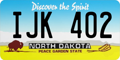 ND license plate IJK402