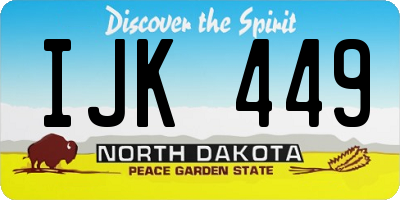 ND license plate IJK449