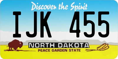 ND license plate IJK455