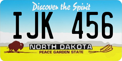 ND license plate IJK456