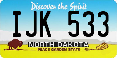 ND license plate IJK533