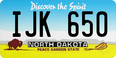 ND license plate IJK650