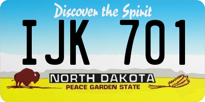 ND license plate IJK701