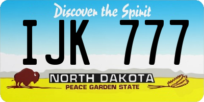 ND license plate IJK777