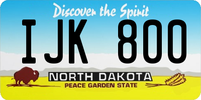 ND license plate IJK800