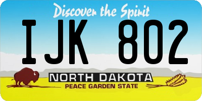 ND license plate IJK802