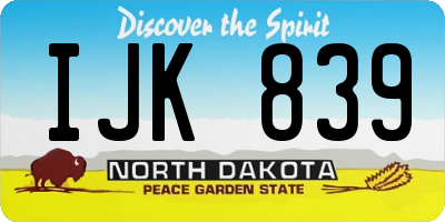 ND license plate IJK839