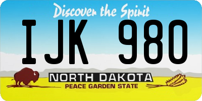 ND license plate IJK980