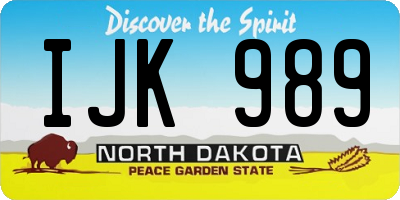 ND license plate IJK989