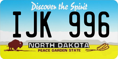 ND license plate IJK996