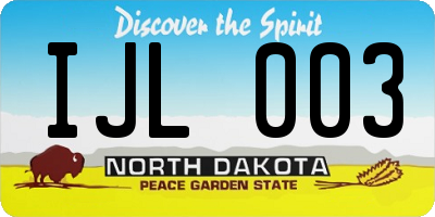 ND license plate IJL003
