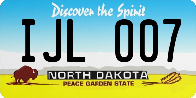 ND license plate IJL007