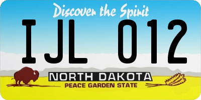 ND license plate IJL012