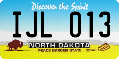 ND license plate IJL013