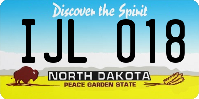 ND license plate IJL018