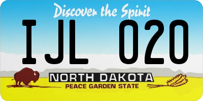 ND license plate IJL020