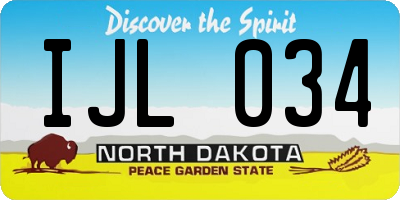 ND license plate IJL034