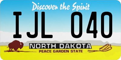 ND license plate IJL040