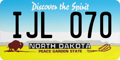 ND license plate IJL070