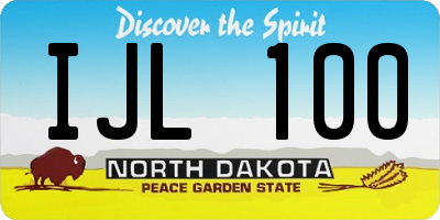 ND license plate IJL100