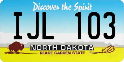 ND license plate IJL103