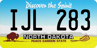 ND license plate IJL283