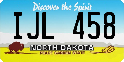 ND license plate IJL458