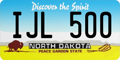 ND license plate IJL500