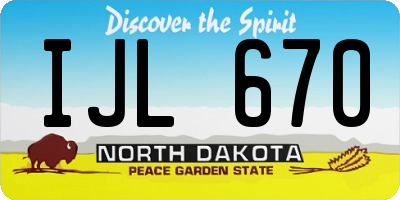 ND license plate IJL670