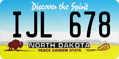 ND license plate IJL678