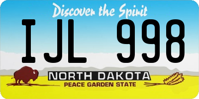 ND license plate IJL998