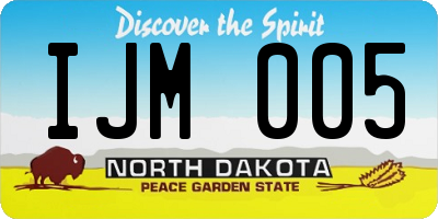 ND license plate IJM005
