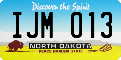 ND license plate IJM013