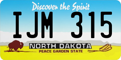 ND license plate IJM315