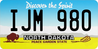 ND license plate IJM980