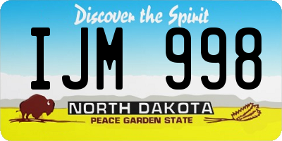 ND license plate IJM998