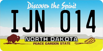 ND license plate IJN014