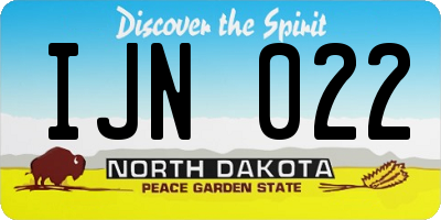 ND license plate IJN022