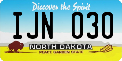 ND license plate IJN030