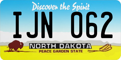 ND license plate IJN062